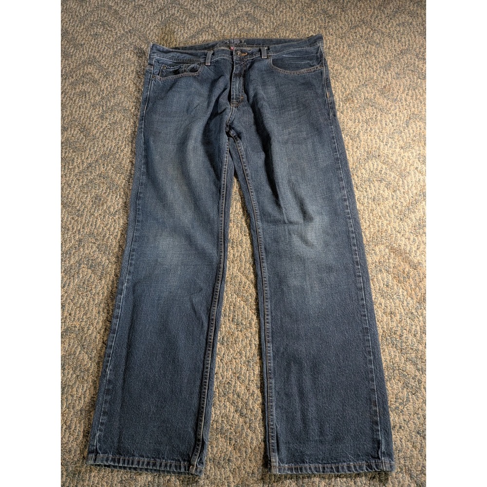 Axist Premium Denim Mens Straight Leg Jeans Medium Wash Blue 38x32
